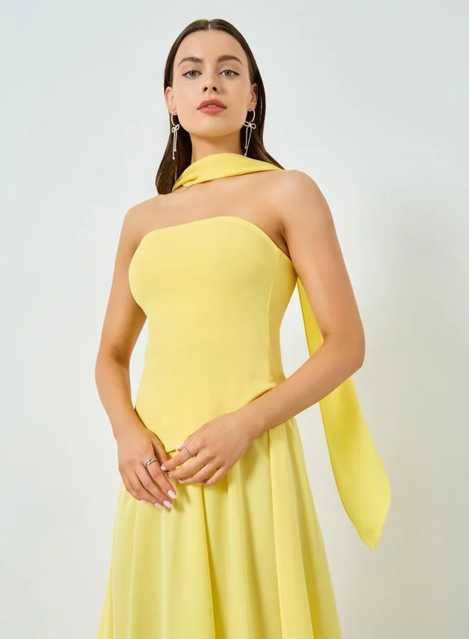 تايك تو Yellow Bandeau Neck Sleeveless Maxi Dress